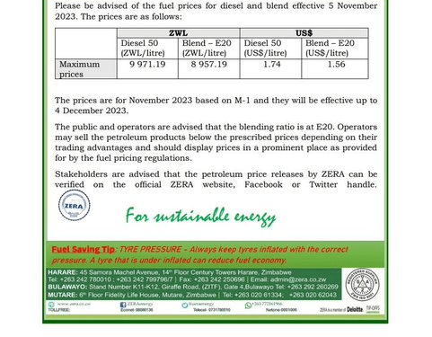 ZERA reviews fuel pump prices