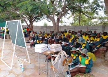 Education minister, perm sec witness pupils learning under trees