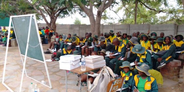 Education minister, perm sec witness pupils learning under trees