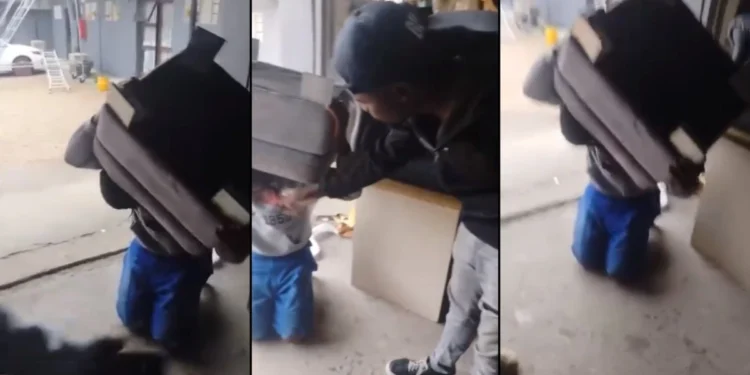Video : Zimbabwean thief has couch stuck to his head after stealing from  Malawian businessman