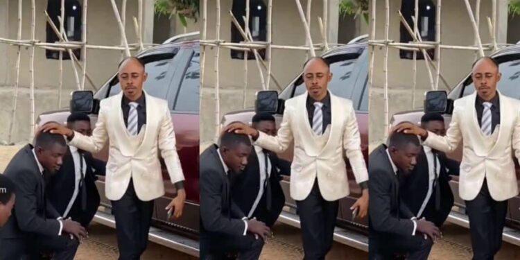 Trending video of church members kneeling to welcome their pastor causes massive stir
